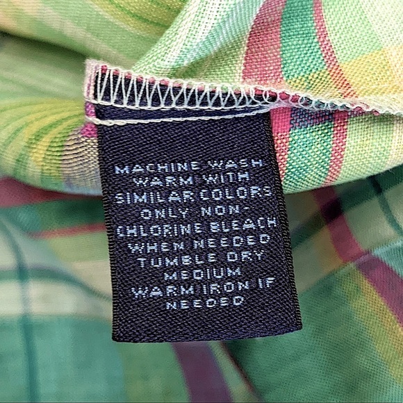 WESTBOUND Essentials Bright Pastel Plaid Linen Lagenlook Blouse Size 16 Petite - Picture 6 of 6